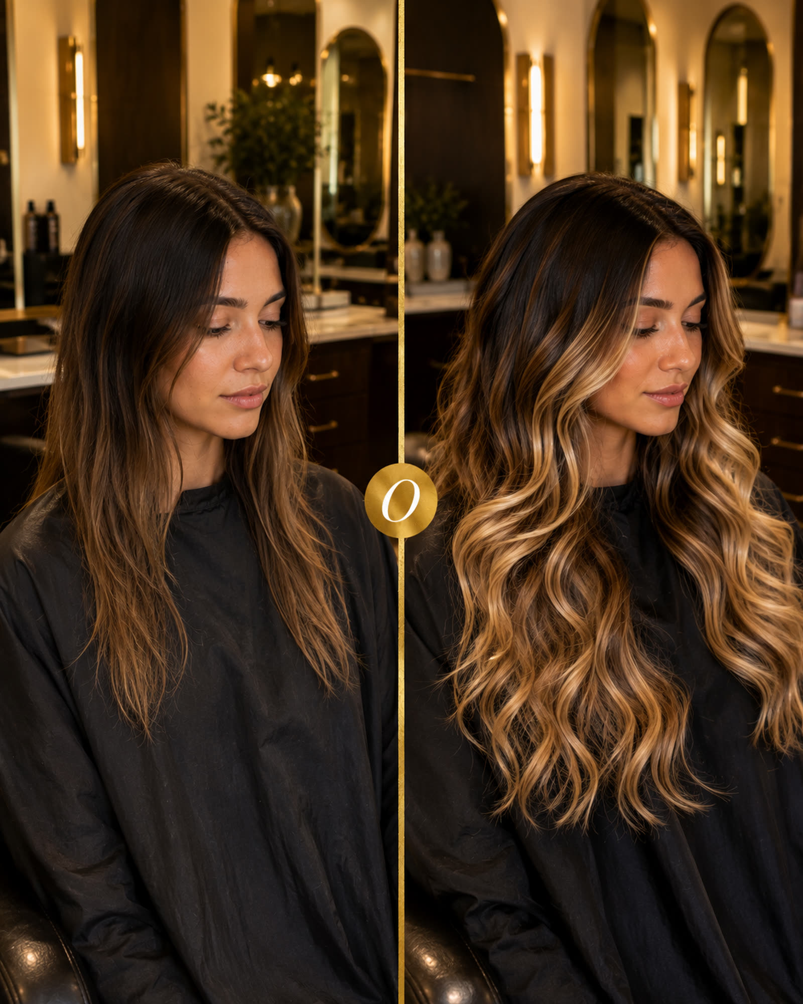 A real Salon O client before and after extensions